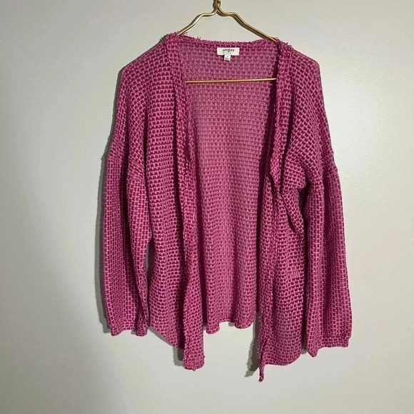 Umgee Pink Open Knit Cardigan Size S - Picture 2 of 7